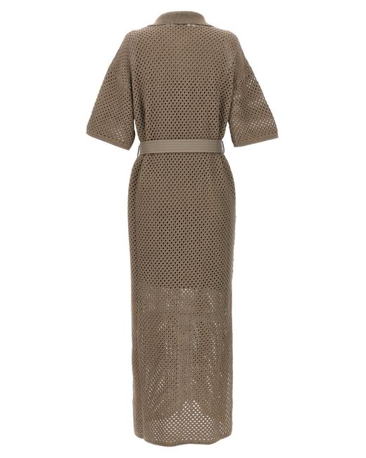 Brunello Cucinelli Natural Knitted Midi Dress