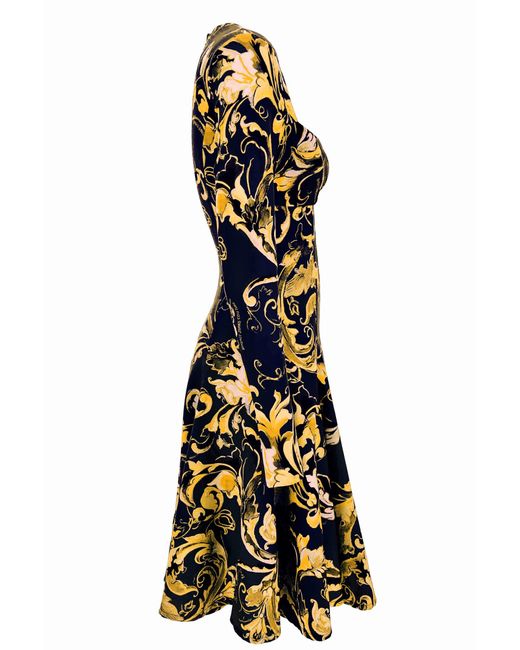 Versace Jeans Couture Black Barocco-Print Flared Mini Dress