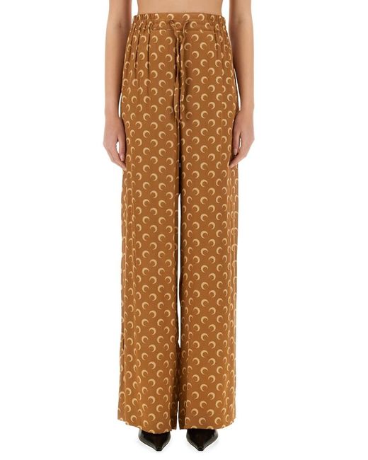 MARINE SERRE Brown Moon" Satin Pants