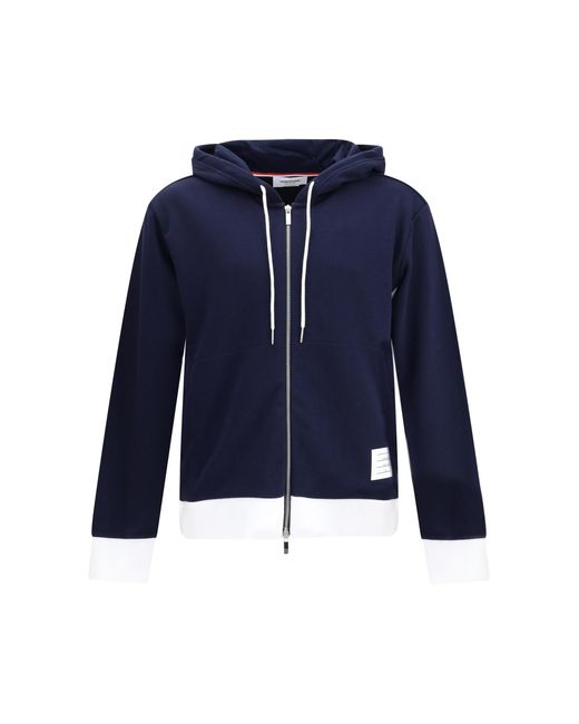 Thom Browne Blue Cotton Hoodie Sweatshirts for men