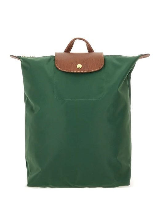 Longchamp Green "M Le Pliage" Backpack
