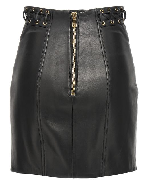 Balmain Black Lace Up Skirt