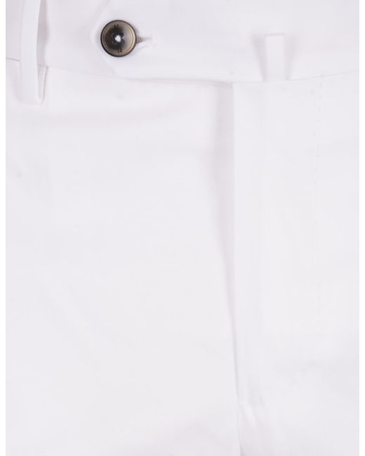 PT01 White Silkochino Trousers for men