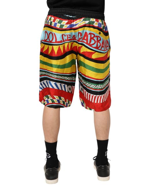 Dolce & Gabbana Red Logo Print Swim Shorts for men