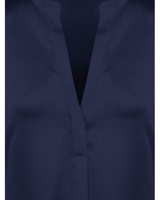 Vince Blue Silk Shirt V-Neck
