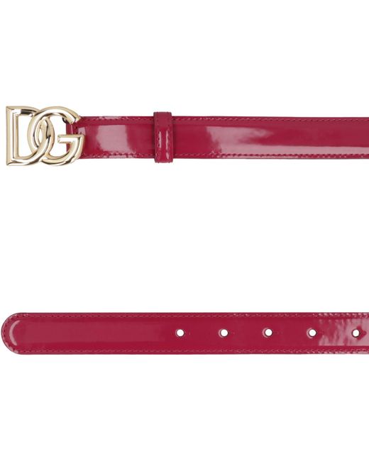 Dolce & Gabbana White Dg Buckle Patent Leather Belt