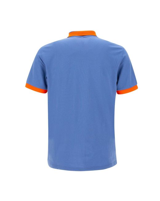 Sun 68 Blue Big Stripe Cotton Polo Shirt for men