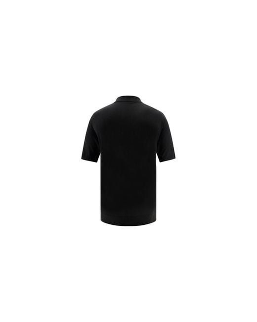 Prada Black Virgin Wool Polo Shirt Fleece Ovis Aries for men