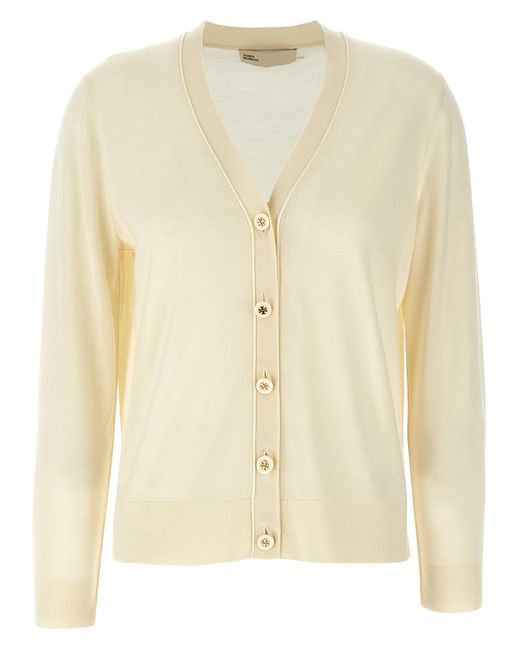 Tory Burch Natural Simone Cardigan Wool Sweater, Cardigans