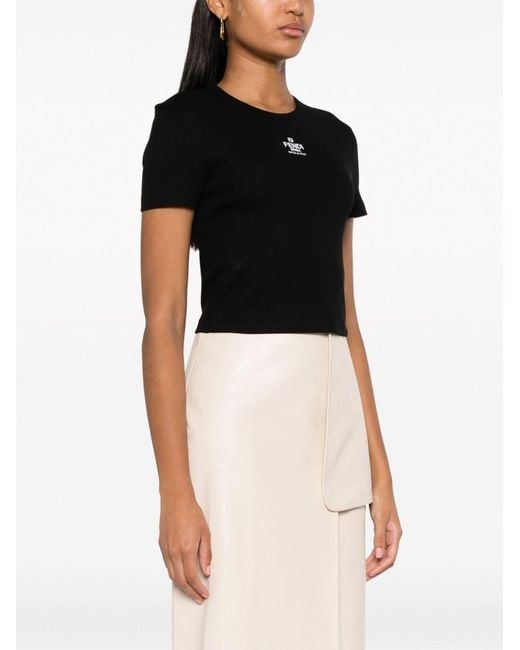 Fendi Black Logo Cotton T-Shirt
