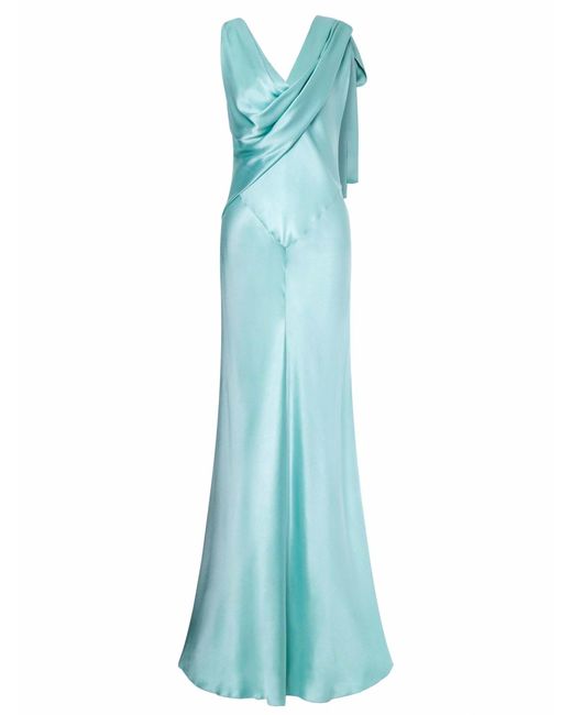 Alberta Ferretti Blue Sky Silk Blend Maxi Dress