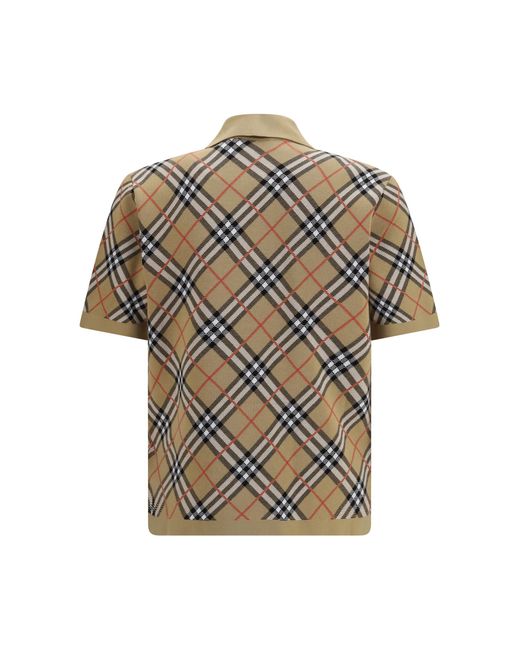 Burberry Multicolor Check Cotton Blend Polo Shirt Sand Ip Cotton; Polyamide; Elastane for men