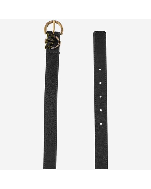 Pinko Black Leather Belt With Logo