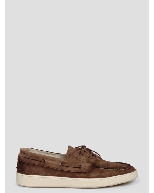 Corvari Brown Suede Boat Loafers for men