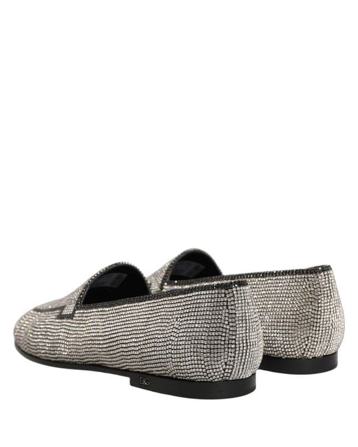 Dolce & Gabbana Black Crystal Embellished Loafers Shoes Leather for men