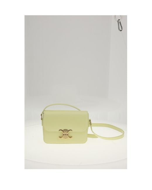Céline White Shoulder Bag Teen Triomphe Calf Leather