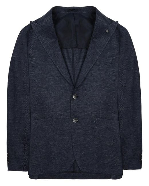 Tagliatore Blue Jacket Montecarlo Linen Cotton for men