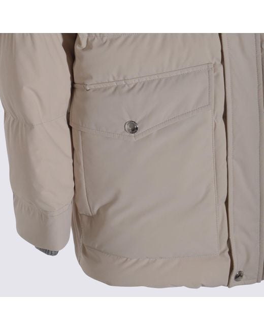 Brunello Cucinelli Natural Knit Insert Down Jacket Puffer Jackets for men