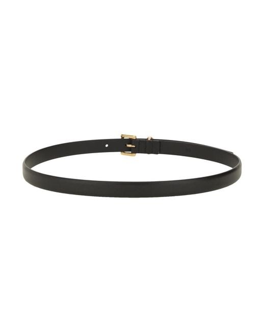 Ferragamo Black Leather Belt With Double Gancini Buckle
