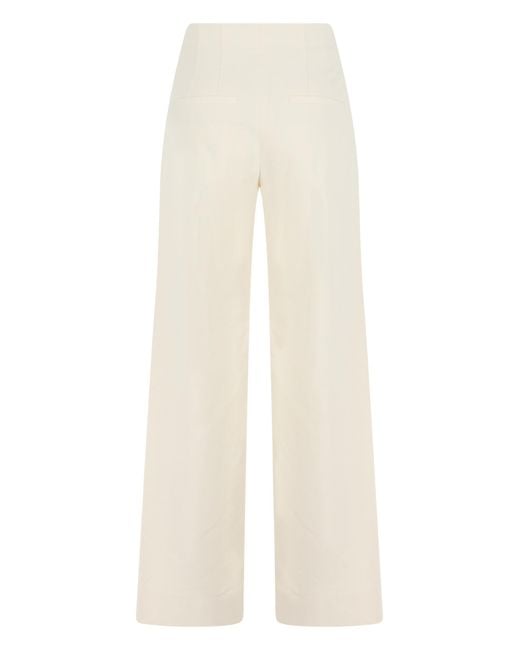 Veronica Beard White Trousers Wide-Leg Cotton