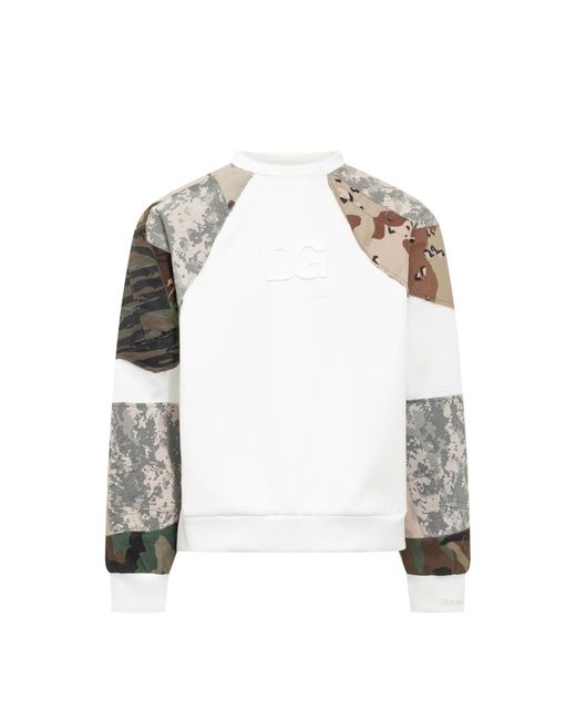 Dolce & Gabbana White Camouflage Sweatshirt for men