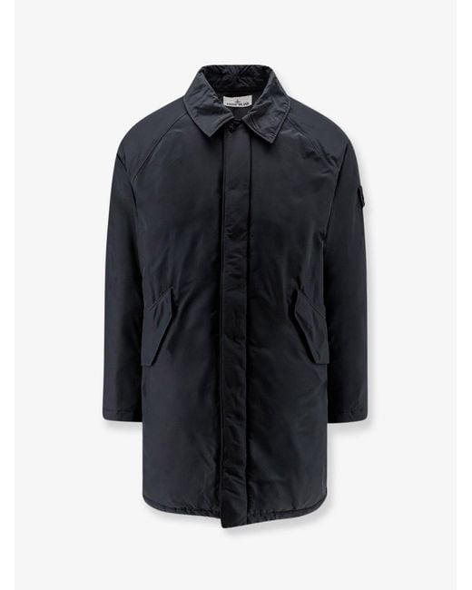 Stone Island Blue Micro Reps Padded Long Jacket for men
