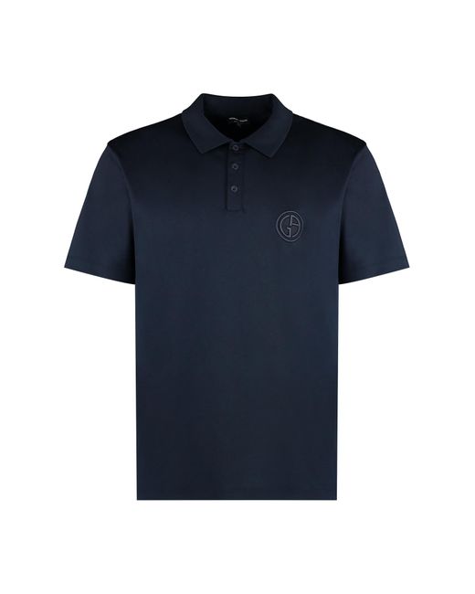 Giorgio Armani Blue Short Sleeve Cotton Polo Shirt for men