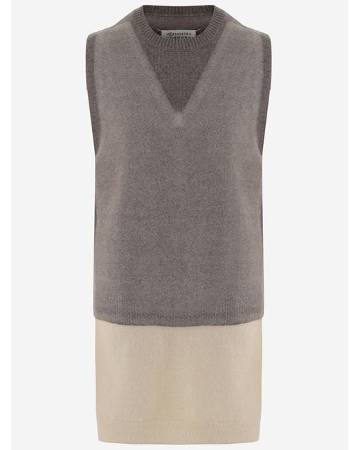Maison Margiela Gray Vest Virgin Wool Waistcoats & Gilets