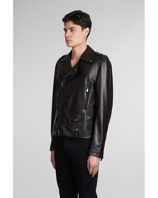 Salvatore Santoro Biker Jacket In Black Leather for Men | Lyst