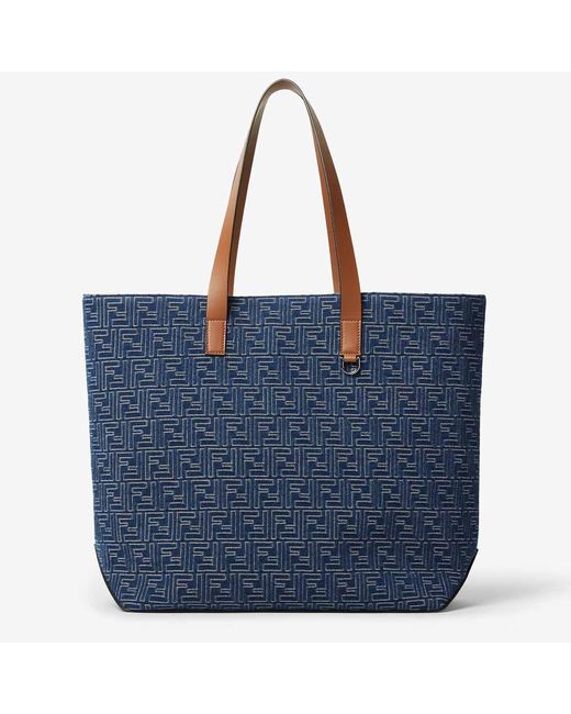 Fendi Blue Ff Shopping Bag Medium for men