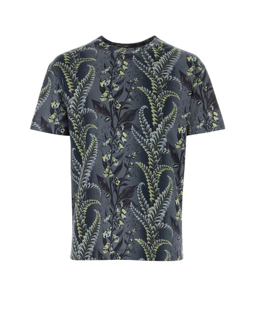 Etro Gray Printed Silk T-Shirt for men