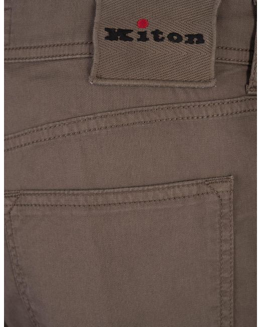 Kiton Gray 5 Pocket Straight Leg Trousers for men