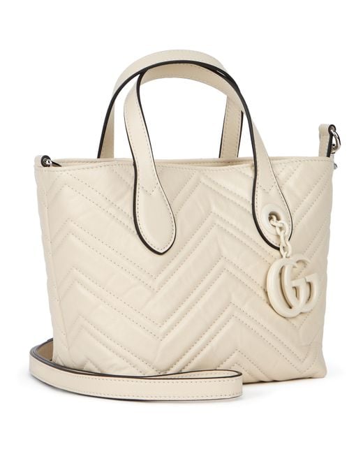 Gucci Natural Handbag Gg Marmont Mini Chevron Calf Skin Handbags