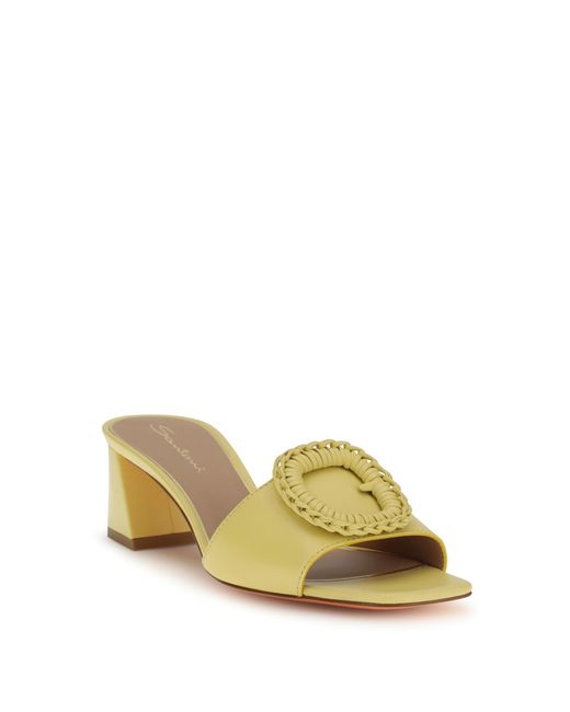 Santoni Metallic Leather Mule Sandals Calf Pumps