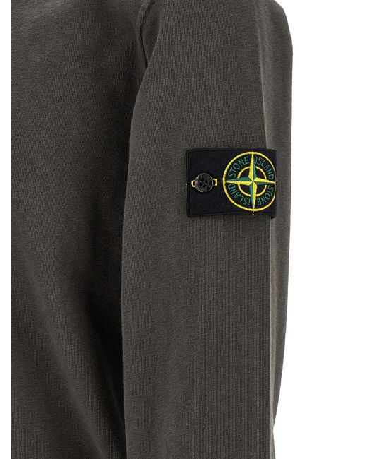 Stone Island Gray Brushed Cotton Sweatshirt for men