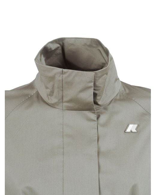 K-Way Gray Barbrein Cotton 3Layers Af Rain Elastane Polyamide Raincoat