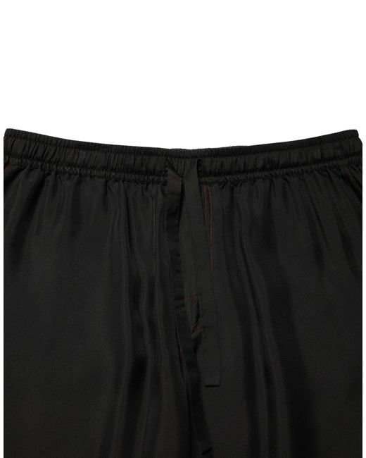 Dolce & Gabbana Black Silk Drawstring Bermuda Shorts for men