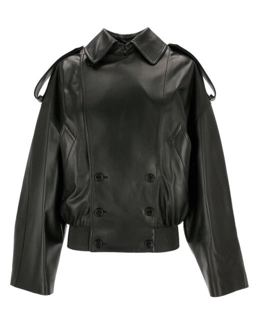 Loewe Black Leather Balloon Jacket