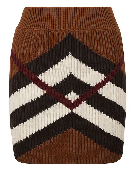 Burberry Cashmere Ribbed Knit Skirt in Brown Lyst UK