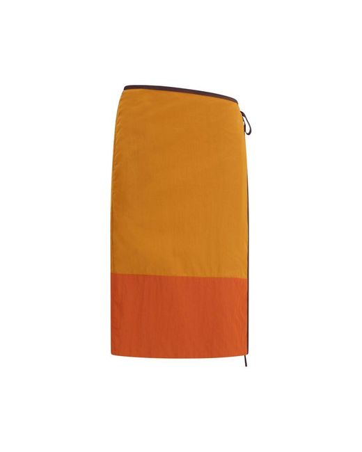 Saint Laurent Orange Nylon Midi Skirt