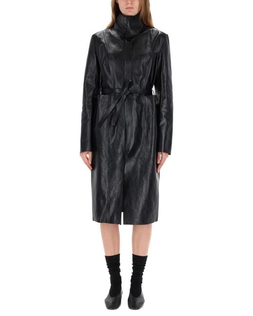 Our Legacy Black Concealed Coat Calfskin Trench & Raincoats