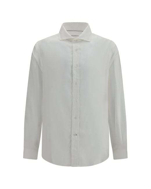 Brunello Cucinelli Gray Cotton Shirt for men