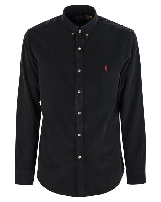 Polo Ralph Lauren Black Slim-Fit Velvet Shirt for men