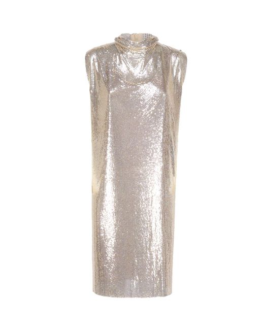 Sportmax White Metallic Mesh Dress With Cut Out