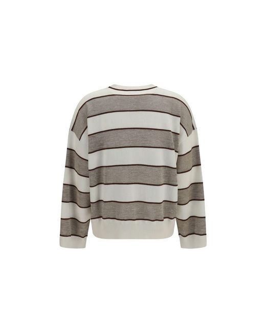 Brunello Cucinelli Gray Beige Wool Oves Aries Sweatshirt