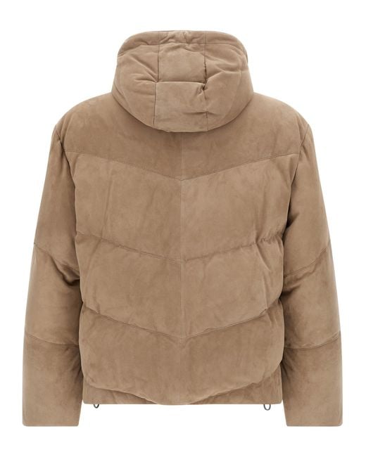 Brunello Cucinelli Brown Suede Down Jacket for men