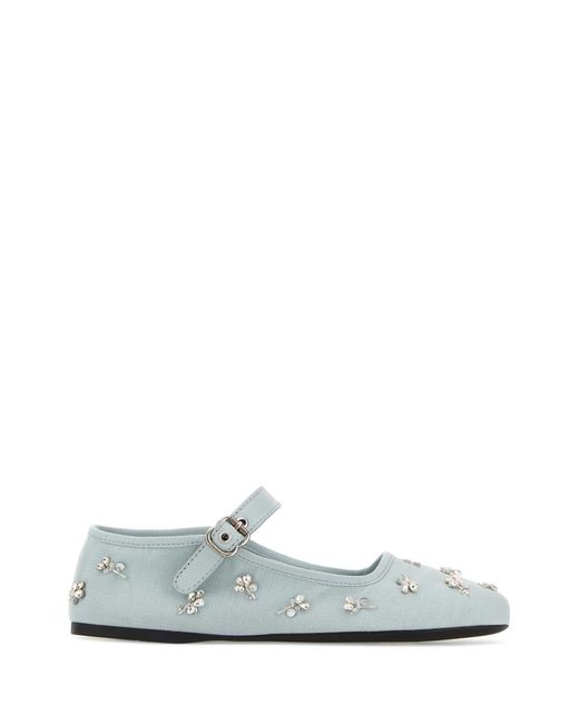 Miu Miu White Pastel Light Drill Ballerinas