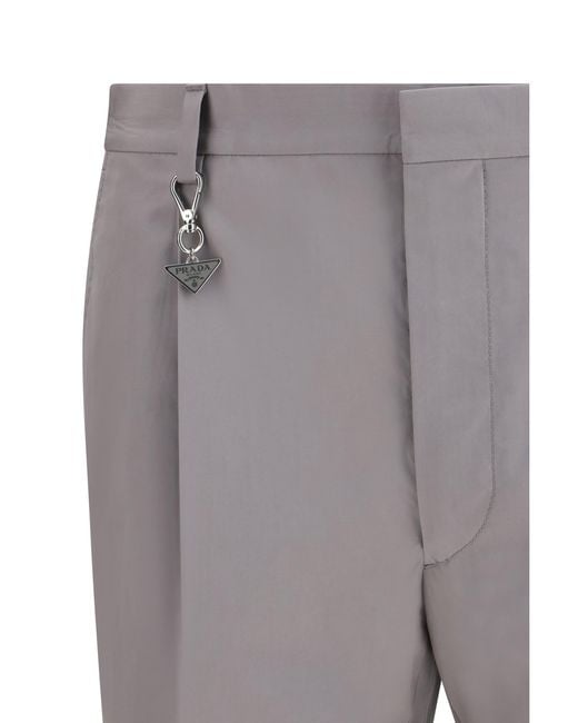 Prada Gray Tailored Cotton Poplin Pants for men
