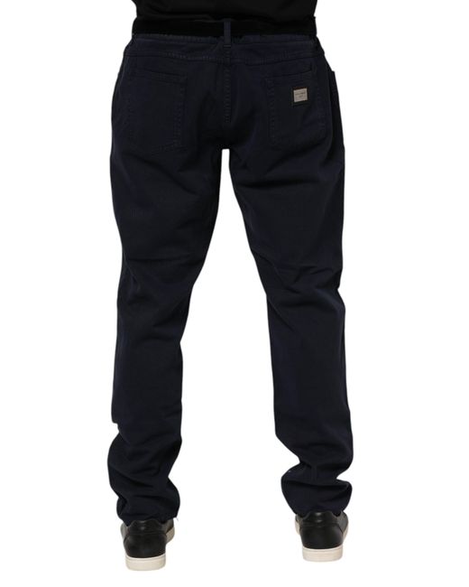 Dolce & Gabbana Blue Black Cotton Tapered Denim Jeans for men