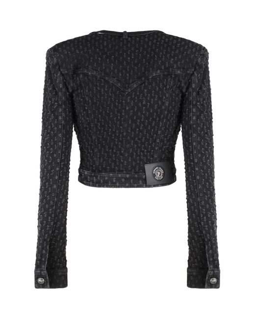 Versace Jeans Couture Black Versace Denim Jacket Cotton